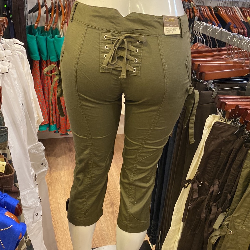 Army green capris - Picture 2 of 4